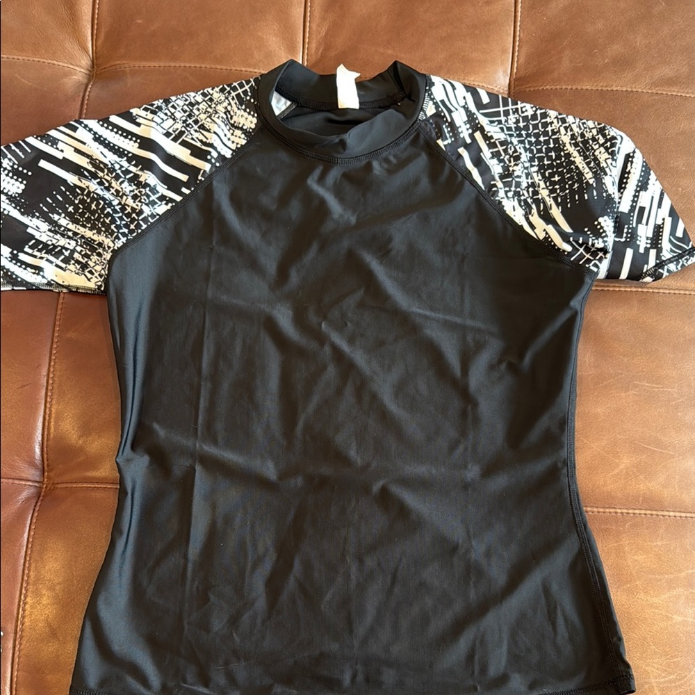 Black and White Women's Swim Shirt